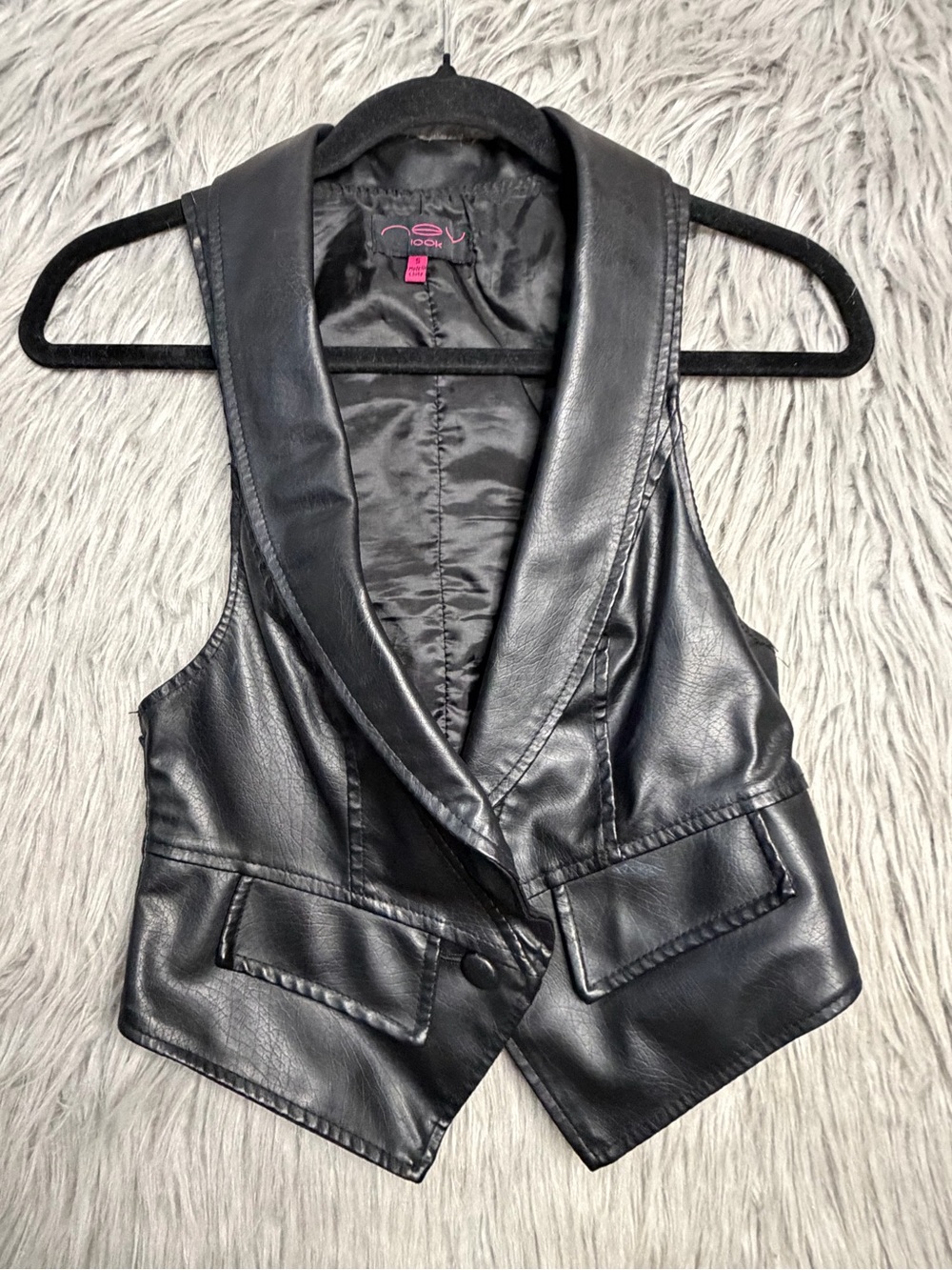Faux Leather Black Vest Jacket - Juniors Sleeveless Blazer
